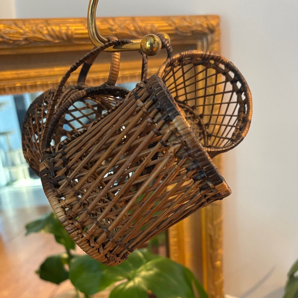 Vintage Rattan Wicker Brown cup glass holder - Picture 11 of 14